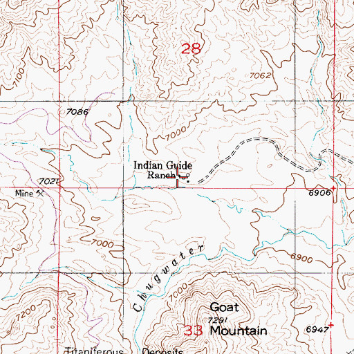 Topographic Map of Indian Guide Ranch, WY