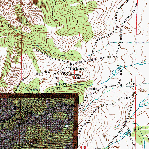 Topographic Map of Indian Hill, WY