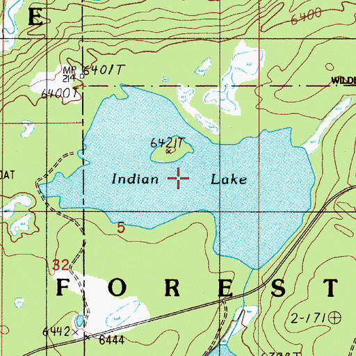 Topographic Map of Indian Lake, WY