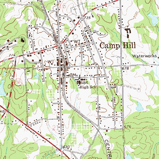 Topographic Map of Edward Bell High School, AL