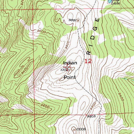 Topographic Map of Indian Point, WY
