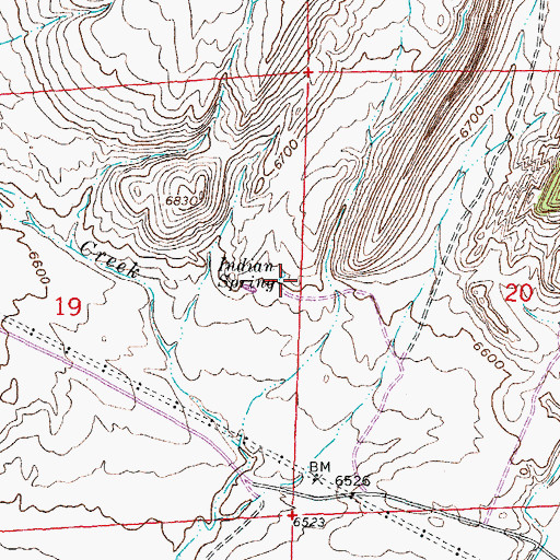 Topographic Map of Indian Spring, WY