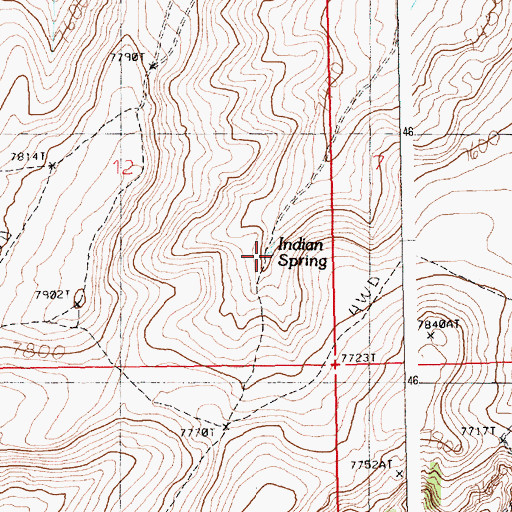 Topographic Map of Indian Spring, WY