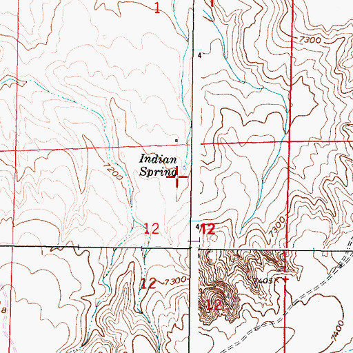 Topographic Map of Indian Spring, WY