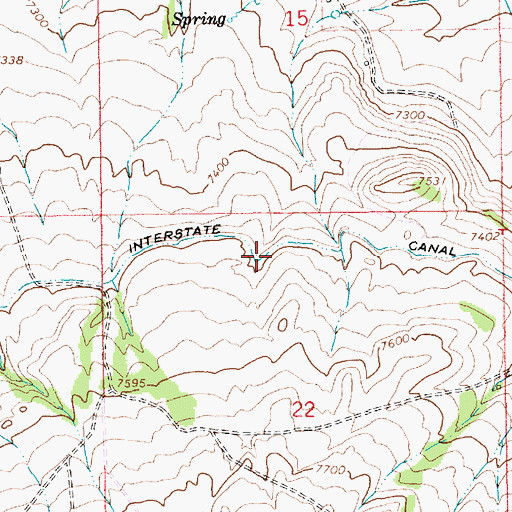 Topographic Map of Interstate Canal, WY