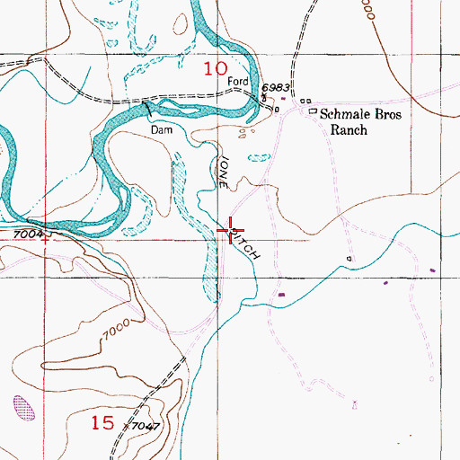 Topographic Map of Ione Ditch, WY
