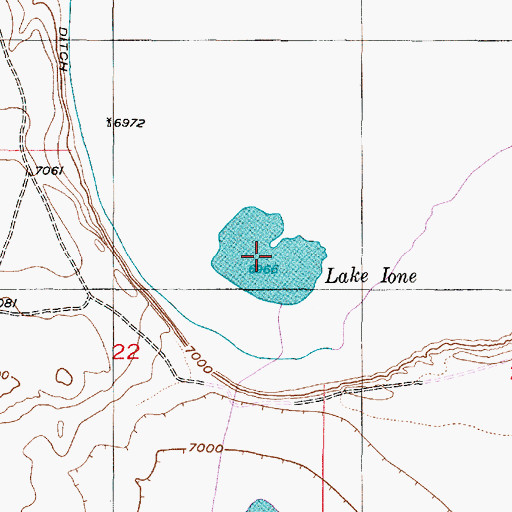 Topographic Map of Lake Ione, WY