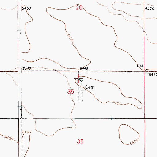 Topographic Map of Iowa Center Flats Church, WY