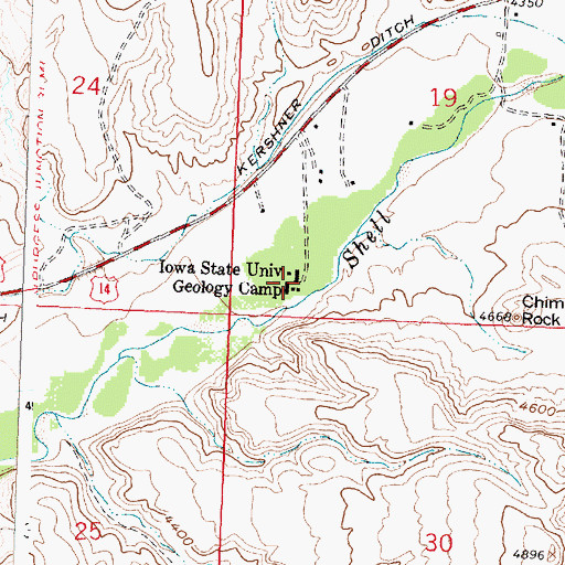 Topographic Map of Iowa State University Geology Camp, WY