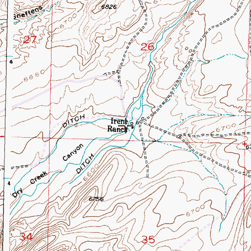 Topographic Map of Irene Ranch, WY