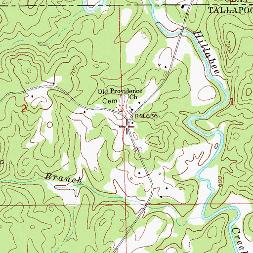 Topographic Map of Hillabi (historical), AL