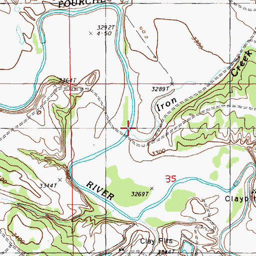 Topographic Map of Iron Creek, WY