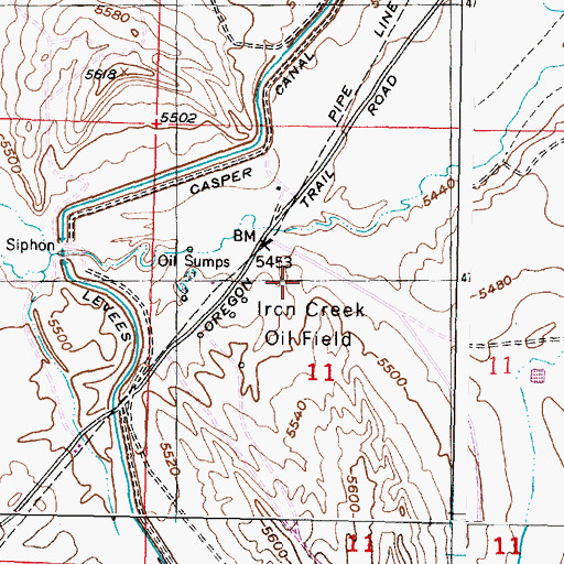Topographic Map of Iron Creek Oil Field, WY