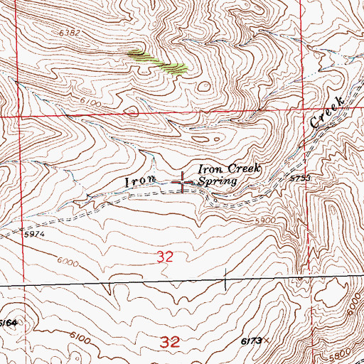 Topographic Map of Iron Creek Spring, WY