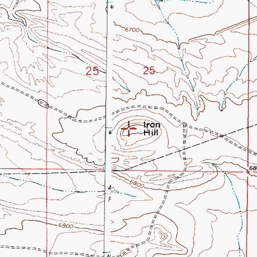 Topographic Map of Iron Hill, WY