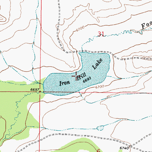 Topographic Map of Iron Hill Lake, WY