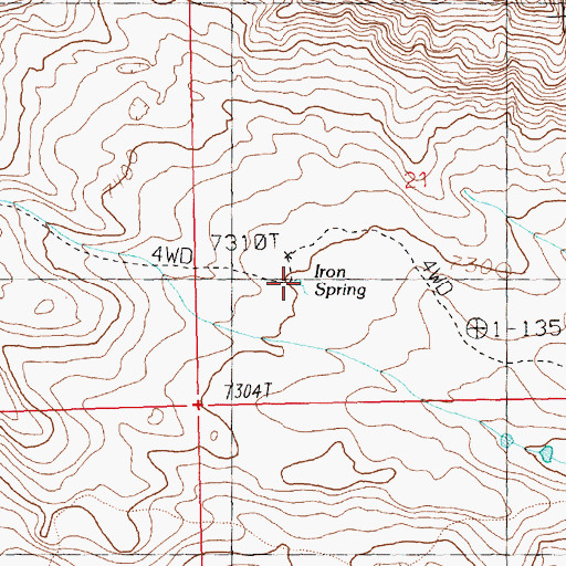 Topographic Map of Iron Spring, WY