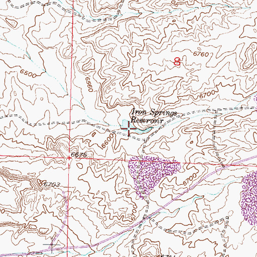 Topographic Map of Iron Springs Reservoir, WY