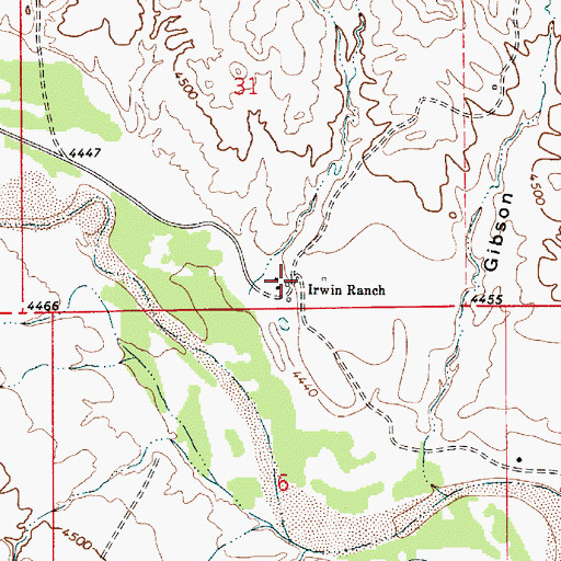 Topographic Map of Irwin Ranch, WY