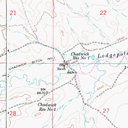 Topographic Map of Islay Ranch, WY