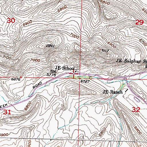 Topographic Map of JE School, WY