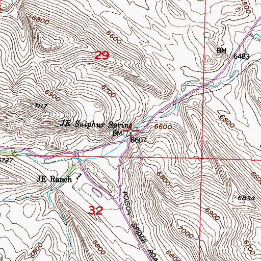 Topographic Map of JE Sulphur Spring, WY