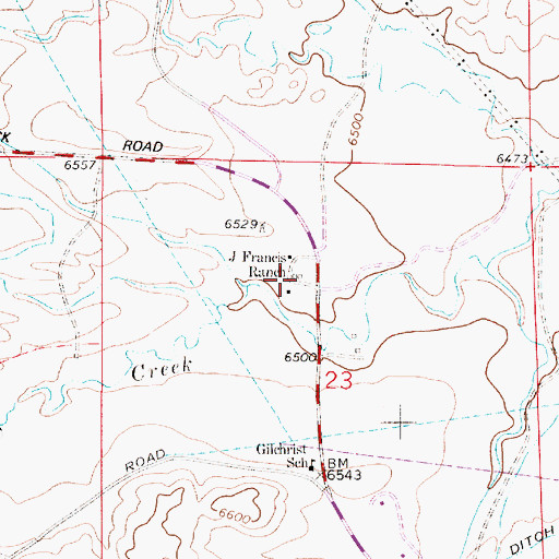 Topographic Map of J Francis Ranch, WY