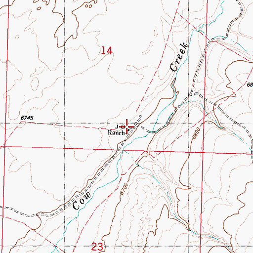 Topographic Map of J O Ranch, WY