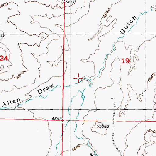 Topographic Map of Jack Allen Draw, WY