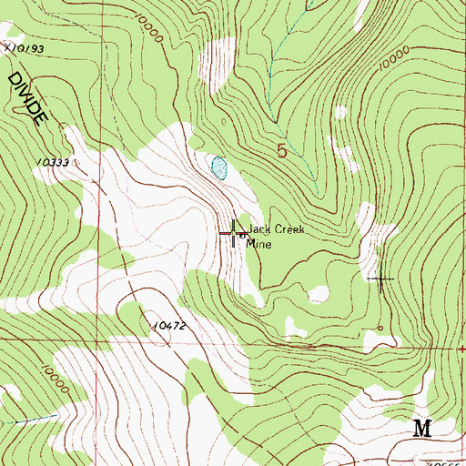 Topographic Map of Jack Creek Mine, WY