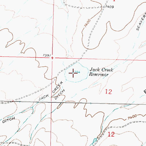 Topographic Map of Jack Creek Reservoir, WY
