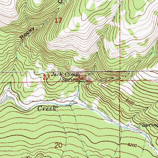 Topographic Map of Jack Creek Spring, WY