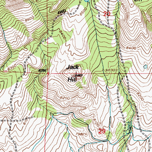 Topographic Map of Jack Hill, WY