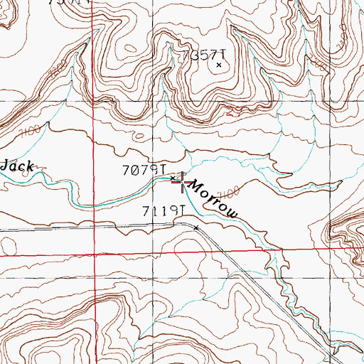 Topographic Map of Jack Parnell Creek, WY