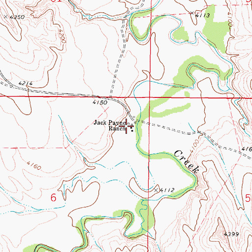 Topographic Map of Jack Payne Ranch, WY
