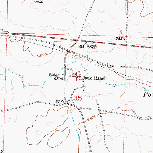 Topographic Map of Jack Ranch, WY