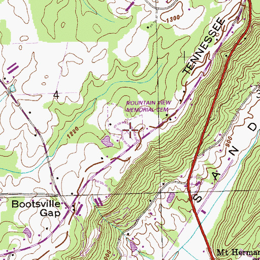 Topographic Map of Mountain View Memorial Cemetery, AL