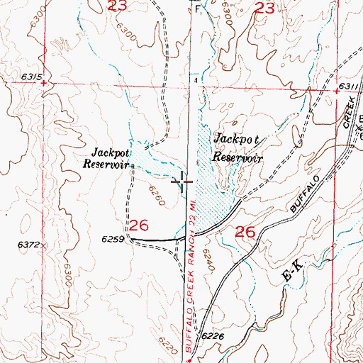 Topographic Map of Jackpot Reservoir, WY