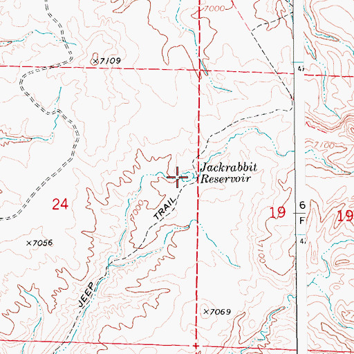 Topographic Map of Jackrabbit Reservoir, WY
