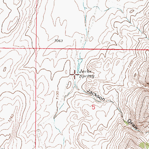 Topographic Map of Jacks Spring, WY