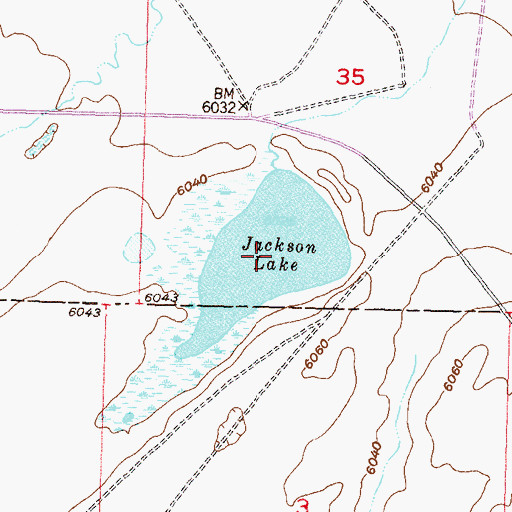 Topographic Map of Jackson Lake, WY