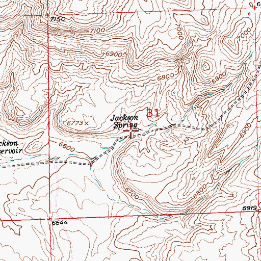 Topographic Map of Jackson Spring, WY
