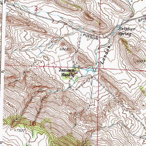 Topographic Map of Jameson Ranch, WY
