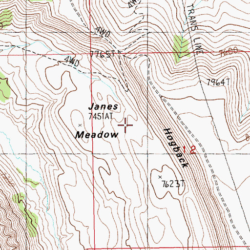 Topographic Map of Janes Meadow, WY