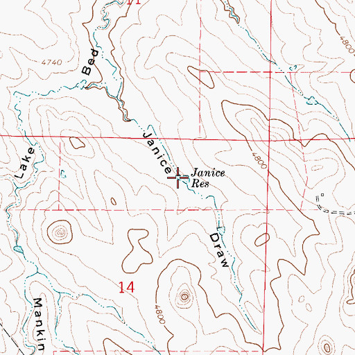 Topographic Map of Janice Reservoir, WY