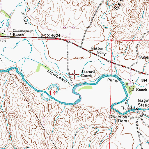 Topographic Map of Jarrard Ranch, WY