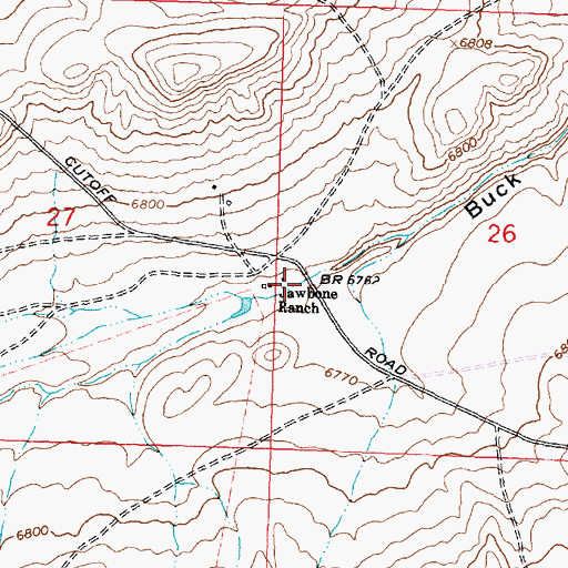 Topographic Map of Jawbone Ranch, WY