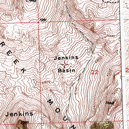 Topographic Map of Jenkins Basin, WY