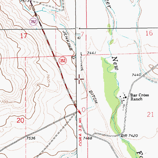 Topographic Map of Jenkins Ditch, WY