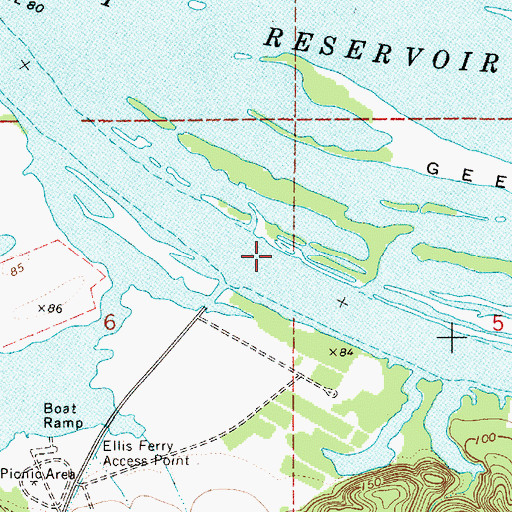 Topographic Map of Ellis Ferry (historical), AL